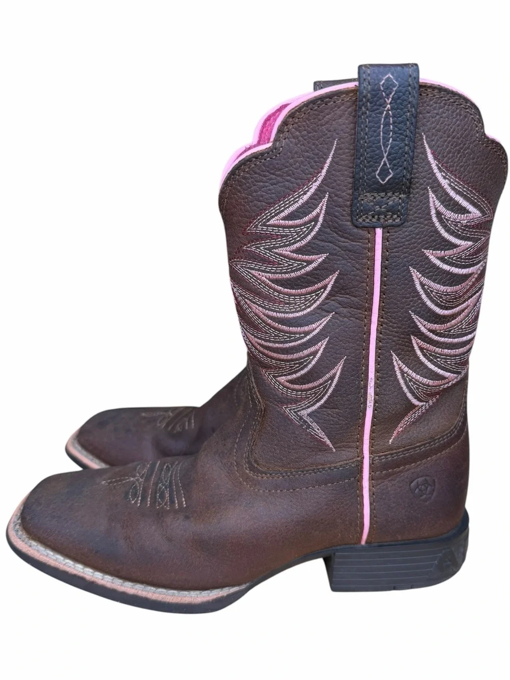 Ariat Youth Firecatcher Western Boots Brown Pink Leather Girls Size 2